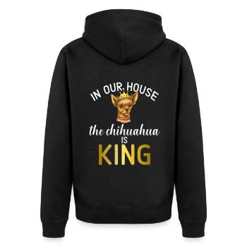 Chihuahua Geschenke Chihuahua Besitzer - Unisex Premium Bio Zip Hoodie - Schwarz - Hinten - Nico (187cm)