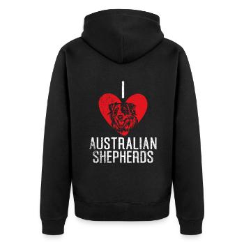 Australian Shepherd Geschenke - Unisex Premium Bio Zip Hoodie - Schwarz - Hinten - Nico (187cm)
