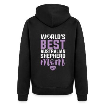 Australian Shepherd Geschenke - Unisex Premium Bio Zip Hoodie - Schwarz - Hinten - Nico (187cm)