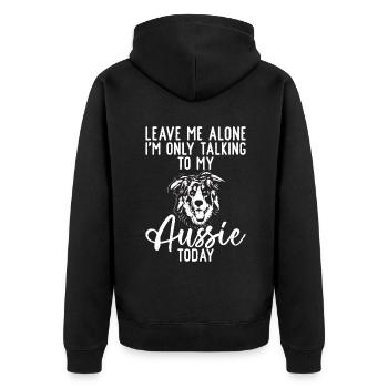 Australian Shepherd Geschenke - Unisex Premium Bio Zip Hoodie - Schwarz - Hinten - Nico (187cm)