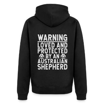 Australian Shepherd Geschenke - Unisex Premium Bio Zip Hoodie - Schwarz - Hinten - Nico (187cm)