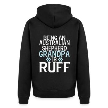 Australian Shepherd Geschenke - Unisex Premium Bio Zip Hoodie - Schwarz - Hinten - Nico (187cm)