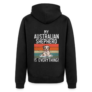 Australian Shepherd Geschenke - Unisex Premium Bio Zip Hoodie - Schwarz - Hinten - Nico (187cm)