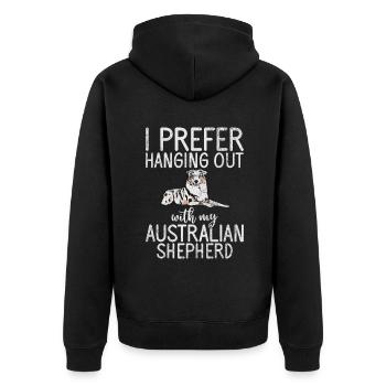 Australian Shepherd Geschenke - Unisex Premium Bio Zip Hoodie - Schwarz - Hinten - Nico (187cm)