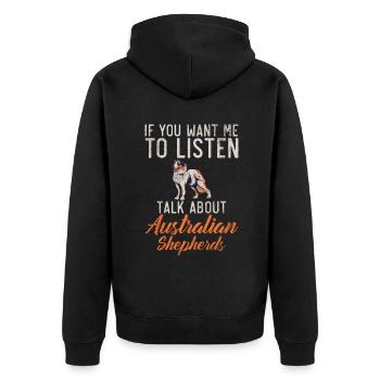 Australian Shepherd Geschenke - Unisex Premium Bio Zip Hoodie - Schwarz - Hinten - Nico (187cm)