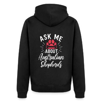 Australian Shepherd Geschenke - Unisex Premium Bio Zip Hoodie - Schwarz - Hinten - Nico (187cm)