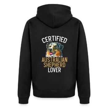 Australian Shepherd Geschenke - Unisex Premium Bio Zip Hoodie - Schwarz - Hinten - Nico (187cm)