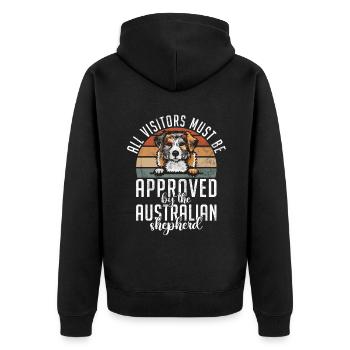 Australian Shepherd Geschenke - Unisex Premium Bio Zip Hoodie - Schwarz - Hinten - Nico (187cm)