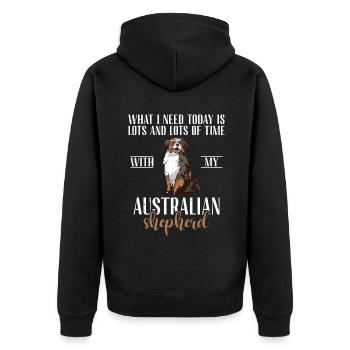 Australian Shepherd Geschenke - Unisex Premium Bio Zip Hoodie - Schwarz - Hinten - Nico (187cm)