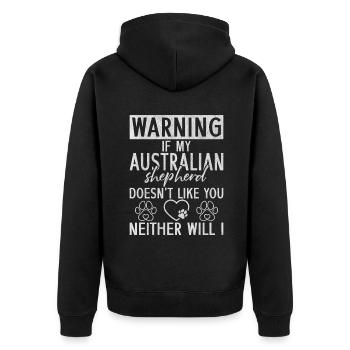 Australian Shepherd Geschenke - Unisex Premium Bio Zip Hoodie - Schwarz - Hinten - Nico (187cm)