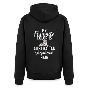 Australian Shepherd Geschenke - Unisex Premium Bio Zip Hoodie - Schwarz - Hinten - Nico (187cm)