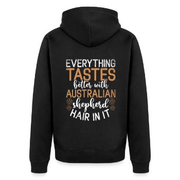 Australian Shepherd Geschenke - Unisex Premium Bio Zip Hoodie - Schwarz - Hinten - Nico (187cm)
