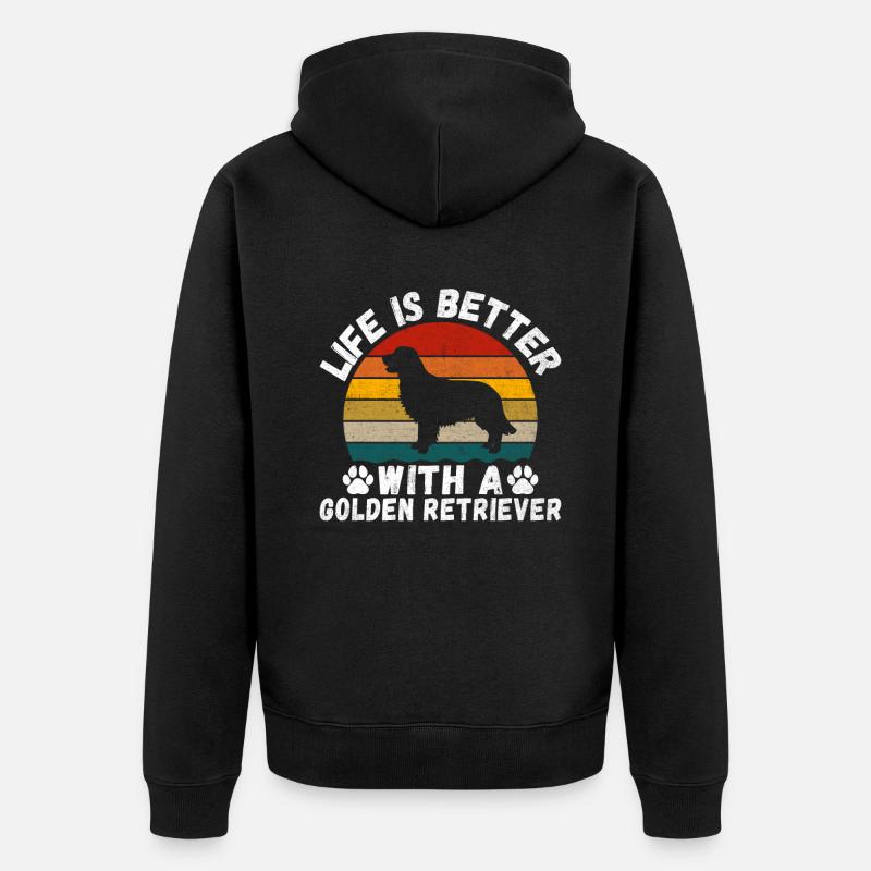 Cadeaux Golden Retriever - Veste à capuche bio Premium Unisexe - noir
