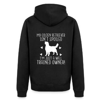 Golden Retriever Gifts - Unisex Premium Organic Zip Hoodie - black - Back - Nico (187cm)