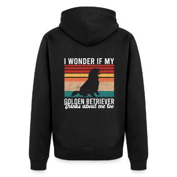 Golden Retriever Gifts - Unisex Premium Organic Zip Hoodie - black - Back - Nico (187cm)