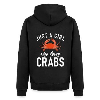 Krabbenliebhaber Geschenke - Unisex Premium Bio Zip Hoodie - Schwarz - Hinten - Nico (187cm)