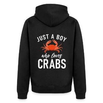 Krabbenliebhaber Geschenke - Unisex Premium Bio Zip Hoodie - Schwarz - Hinten - Nico (187cm)