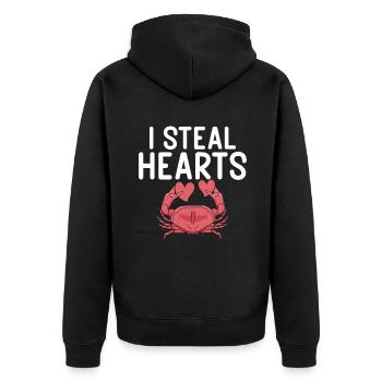 Krabbenliebhaber Geschenke - Unisex Premium Bio Zip Hoodie - Schwarz - Hinten - Nico (187cm)