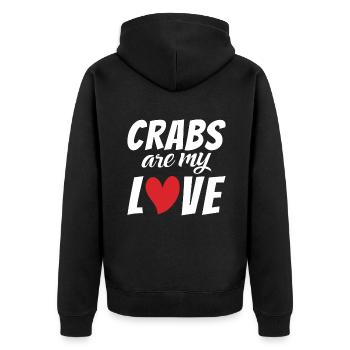 Krabbenliebhaber Geschenke - Unisex Premium Bio Zip Hoodie - Schwarz - Hinten - Nico (187cm)