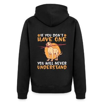 Labrador Liebhaber Geschenke - Unisex Premium Bio Zip Hoodie - Schwarz - Hinten - Nico (187cm)