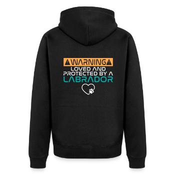 Labrador Liebhaber Geschenke - Unisex Premium Bio Zip Hoodie - Schwarz - Hinten - Nico (187cm)