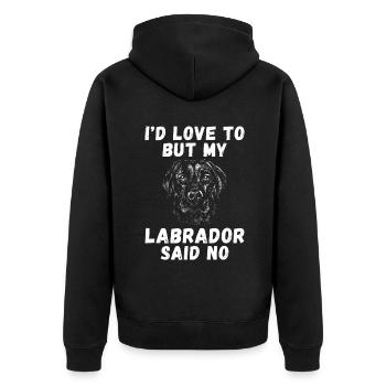Labrador Liebhaber Geschenke - Unisex Premium Bio Zip Hoodie - Schwarz - Hinten - Nico (187cm)