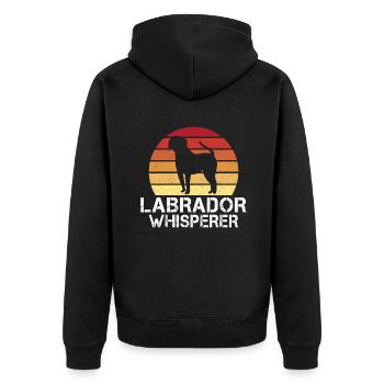 Labrador Liebhaber Geschenke - Unisex Premium Bio Zip Hoodie - Schwarz - Hinten - Nico (187cm)