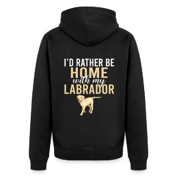 Labrador Liebhaber Geschenke - Unisex Premium Bio Zip Hoodie - Schwarz - Hinten - Nico (187cm)