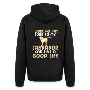 Labrador Liebhaber Geschenke - Unisex Premium Bio Zip Hoodie - Schwarz - Hinten - Nico (187cm)