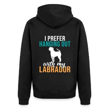 Labrador Liebhaber Geschenke - Unisex Premium Bio Zip Hoodie - Schwarz - Hinten - Nico (187cm)