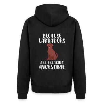 Labrador Liebhaber Geschenke - Unisex Premium Bio Zip Hoodie - Schwarz - Hinten - Nico (187cm)