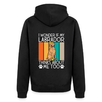 Labrador Liebhaber Geschenke - Unisex Premium Bio Zip Hoodie - Schwarz - Hinten - Nico (187cm)
