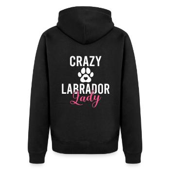 Labrador Liebhaber Geschenke - Unisex Premium Bio Zip Hoodie - Schwarz - Hinten - Nico (187cm)