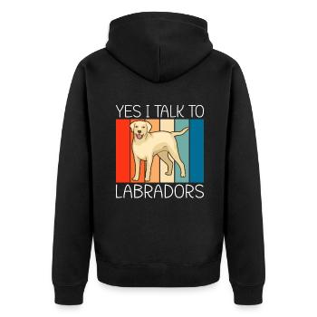 Labrador Liebhaber Geschenke - Unisex Premium Bio Zip Hoodie - Schwarz - Hinten - Nico (187cm)