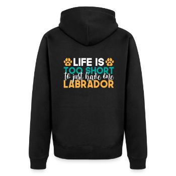 Labrador Liebhaber Geschenke - Unisex Premium Bio Zip Hoodie - Schwarz - Hinten - Nico (187cm)