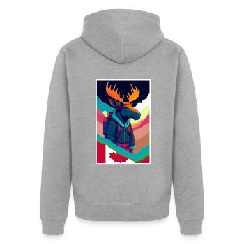 Orignal, Randonnée pédestre, Voyages nature Vacances Canada - Veste à capuche bio Premium Unisexe - gris chiné - Dos - Nico (187cm)