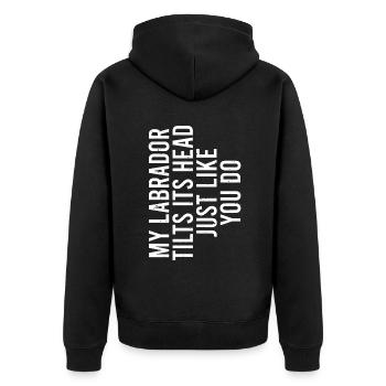 Labrador Liebhaber Geschenke - Unisex Premium Bio Zip Hoodie - Schwarz - Hinten - Nico (187cm)