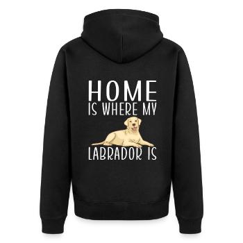 Labrador Liebhaber Geschenke - Unisex Premium Bio Zip Hoodie - Schwarz - Hinten - Nico (187cm)