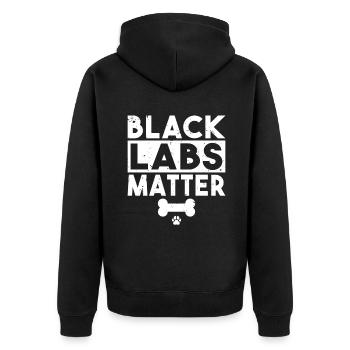 Labrador Liebhaber Geschenke - Unisex Premium Bio Zip Hoodie - Schwarz - Hinten - Nico (187cm)