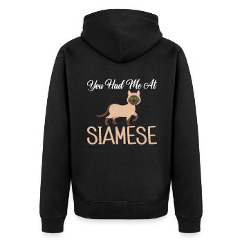 Siamesische Katze Geschenke - Unisex Premium Bio Zip Hoodie - Schwarz - Hinten - Nico (187cm)