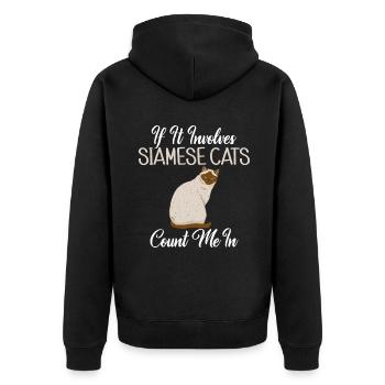 Cadeaux de chat siamois - Veste à capuche bio Premium Unisexe - noir - Dos - Nico (187cm)