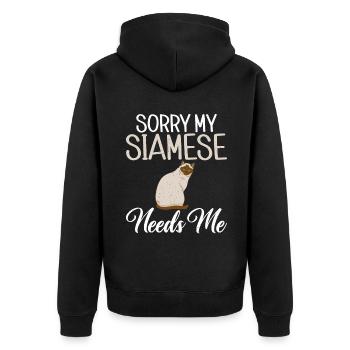 Siamesische Katze Geschenke - Unisex Premium Bio Zip Hoodie - Schwarz - Hinten - Nico (187cm)