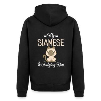 Siamesische Katze Geschenke - Unisex Premium Bio Zip Hoodie - Schwarz - Hinten - Nico (187cm)