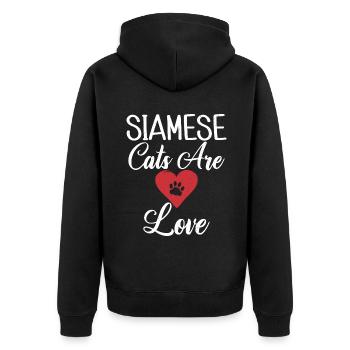 Siamesische Katze Geschenke - Unisex Premium Bio Zip Hoodie - Schwarz - Hinten - Nico (187cm)