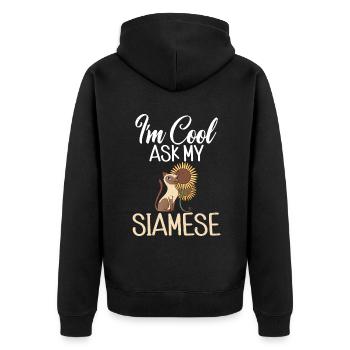 Cadeaux de chat siamois - Veste à capuche bio Premium Unisexe - noir - Dos - Nico (187cm)