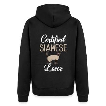 Cadeaux de chat siamois - Veste à capuche bio Premium Unisexe - noir - Dos - Nico (187cm)