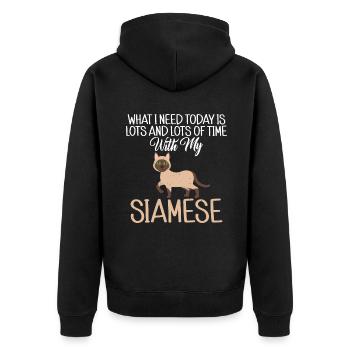 Geschenke zum Suchbegriff: "Siamkatze" - Unisex Premium Bio Zip Hoodie - Schwarz - Hinten - Nico (187cm)