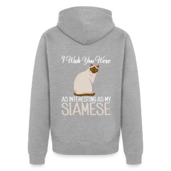 Siamesische Katze Geschenke - Unisex Premium Bio Zip Hoodie - Grau meliert - Hinten - Nico (187cm)