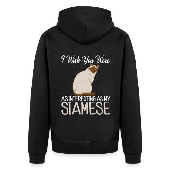 Cadeaux de chat siamois - Veste à capuche bio Premium Unisexe - noir - Dos - Nico (187cm)