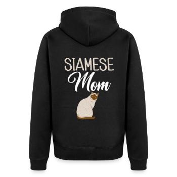 Siamesische Katze Geschenke - Unisex Premium Bio Zip Hoodie - Schwarz - Hinten - Nico (187cm)